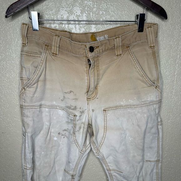 Carhartt Mens 32x30 Thrashed Spell Out Relaxed Fit Double Knee Pants Duck Brown - Picture 2 of 7